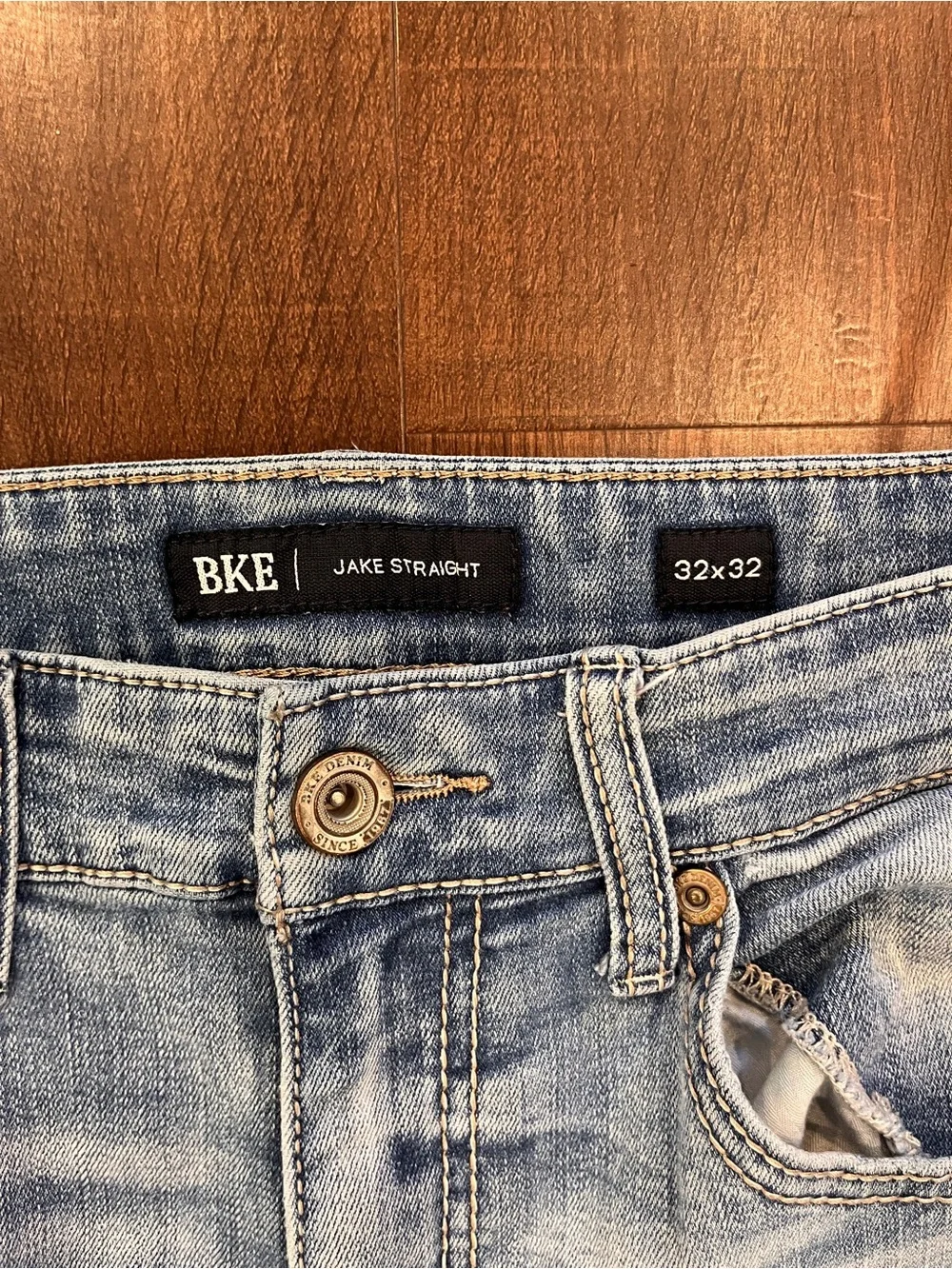 BKE Jake Straight Leg Jeans Mens 32x32 Blue Light Wash Regular Stretch Denim